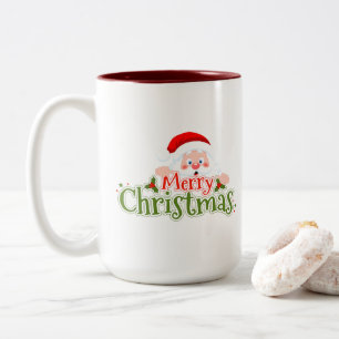 Frohe Weihnachten Spionierender Weihnachtsmann Tas Zweifarbige Tasse