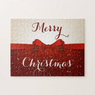 Frohe Weihnachten Split Schnee und Red Ribbon