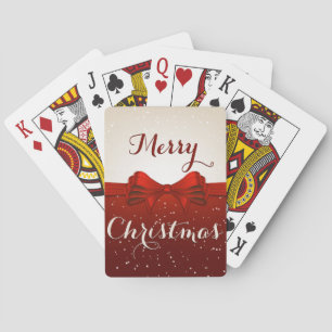Frohe Weihnachten Split Schnee und Red Ribbon Spielkarten