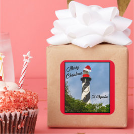 Frohe Weihnachten St Augustine Florida Leuchtturm Quadratischer Aufkleber