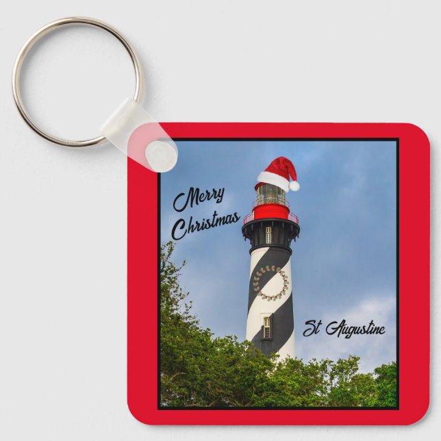 Frohe Weihnachten St Augustine Florida Leuchtturm Schlüsselanhänger (Vorderseite)