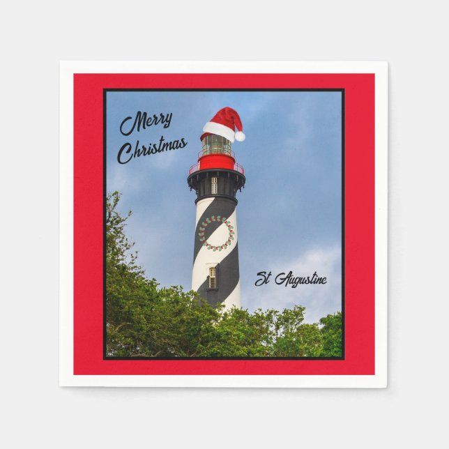 Frohe Weihnachten St Augustine Florida Leuchtturm Serviette (Vorderseite)