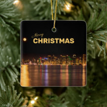 Frohe Weihnachten Stadt Skyline Black&Gold San Die