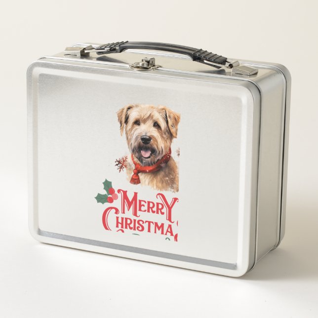 Frohe Weihnachten Staffordshire Bull Terrier Metall Brotdose (Vorderseite)