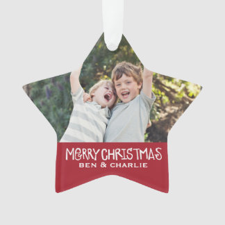 Frohe Weihnachten | Star Ornament Monogram Red