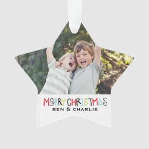 Frohe Weihnachten Star-Ornament-Monogramm Ornament