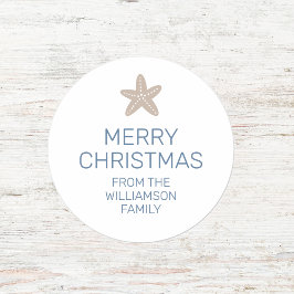 Frohe Weihnachten Starfish Minimal Familie White Runder Aufkleber