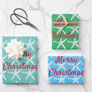 Frohe Weihnachten Starfish Multicolor Nautical Nie Geschenkpapier Set