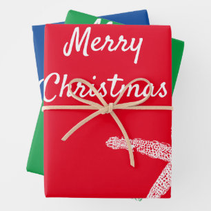 Frohe Weihnachten Starfish Patterns Red White Blue Geschenkpapier Set