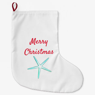 Frohe Weihnachten Starfish Red Aquamarin White Nie Großer Weihnachtsstrumpf