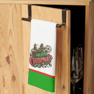 Frohe Weihnachten Steampunk Geschirrtuch
