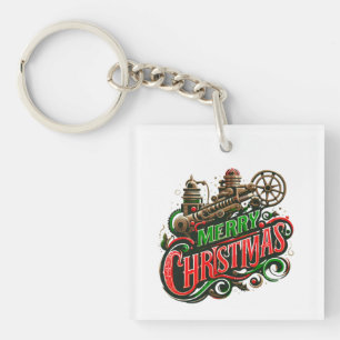 Frohe Weihnachten Steampunk Schlüsselanhänger