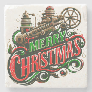Frohe Weihnachten Steampunk Steinuntersetzer
