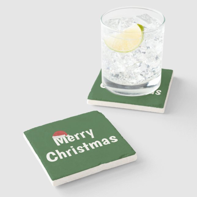 Frohe Weihnachten Steinuntersetzer (Seitenansicht)