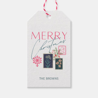 Frohe Weihnachten Stempel stilvolle Schrift Famili Geschenkanhänger