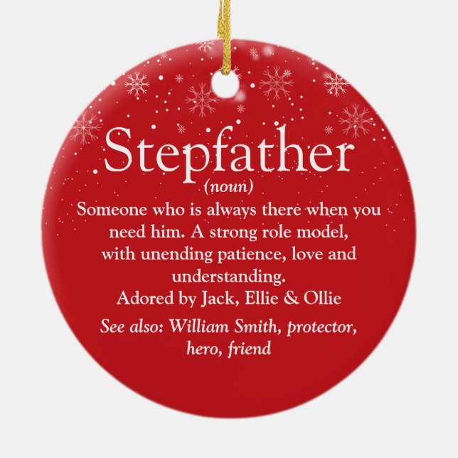 Frohe Weihnachten Stepfather Stepdad Definition Keramik Ornament (Hinten)