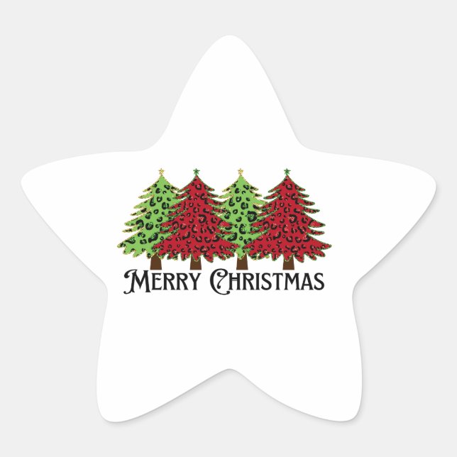Frohe Weihnachten Stern-Aufkleber (Vorderseite)