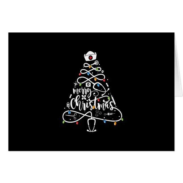 Frohe Weihnachten Stethoscope Nurse Weihnachtsbaum (Vorderseite (Horizontal))