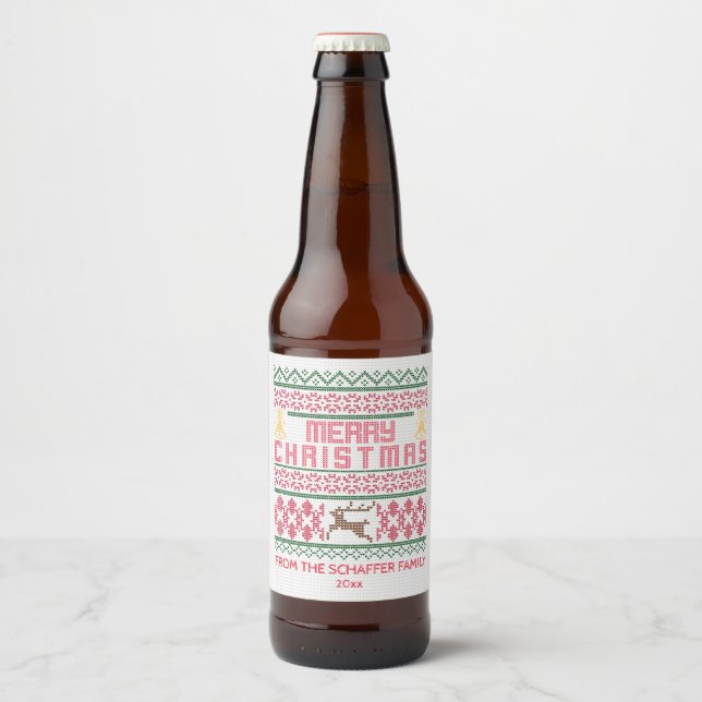 Frohe Weihnachten, stickiger Stil Bierflaschenetikett (Vorderseite)