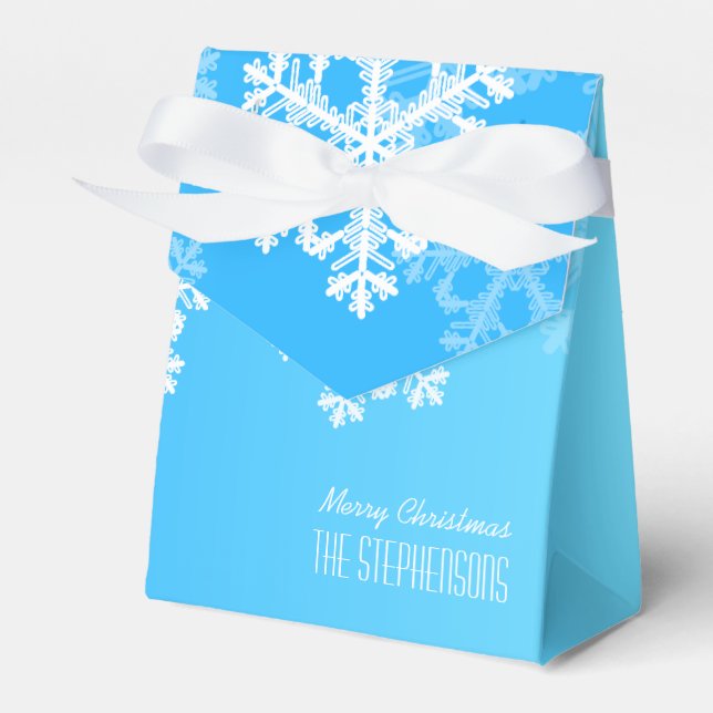 Frohe Weihnachten Stilvolle Blaue Schneeflocken Mu Geschenkschachtel (Vorderseite)