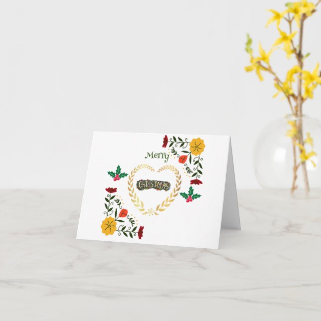 Frohe Weihnachten Stilvolle Ferien Trendy Karte (Gelbe Blume)