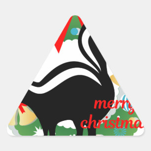 frohe weihnachten stinktier dreieckiger aufkleber