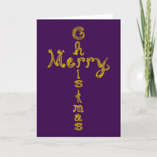 Frohe Weihnachten Stoff Schrift Gold Kreuz Karte