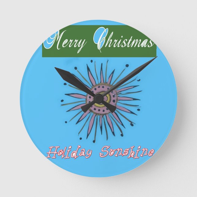 Frohe Weihnachten Sunshine Holiday.png Runde Wanduhr (Vorderseite)