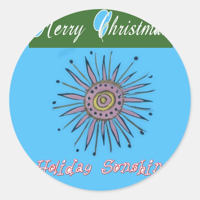 Frohe Weihnachten Sunshine Holiday.png Runder Aufkleber (Vorderseite)