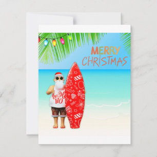 Frohe Weihnachten Surfin' Santa Dankeskarte