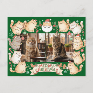 Frohe Weihnachten Süße Cartoon-Katzenliebhaber Zwe Postkarte