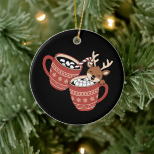 Frohe Weihnachten Süße Rentiere Familie Weihnachte Keramik Ornament