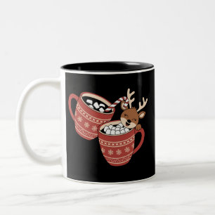 Frohe Weihnachten Süße Rentiere Familie Weihnachte Zweifarbige Tasse