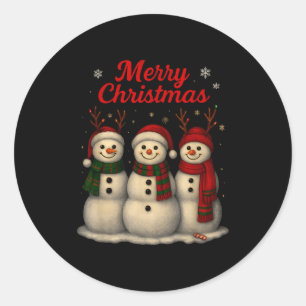 Frohe Weihnachten Süße Schneemann Gestaltung Runder Aufkleber