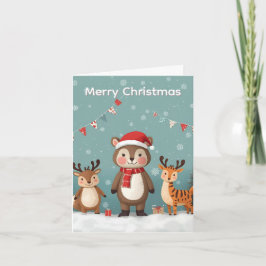 Frohe Weihnachten Süße Tiere Weihnachtskarte Dankeskarte