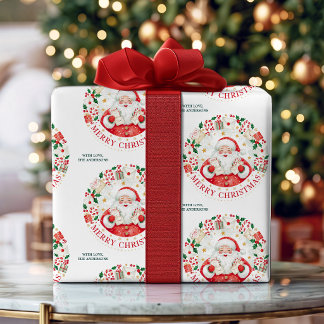 Frohe Weihnachten Süße Wasserfarbe Weihnachtsmann Geschenkpapier