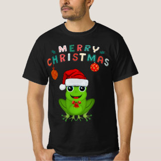 Frohe Weihnachten Süßer Frosch mit Santa Hut Holid T-Shirt