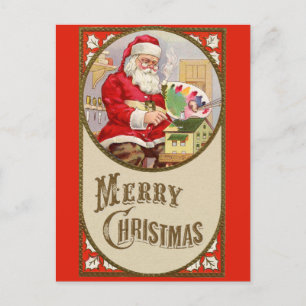 Frohe Weihnachten Süßer Vintage-Weihnachtsmann Postkarte