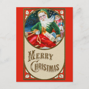 Frohe Weihnachten Süßer Vintage-Weihnachtsmann Postkarte