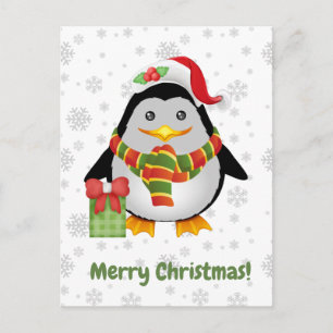 Frohe Weihnachten Süßer Weihnachts-Pinguin und Ges Postkarte