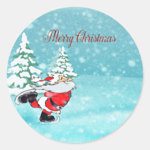 Frohe Weihnachten, süßer Weihnachtsmann Runder Aufkleber