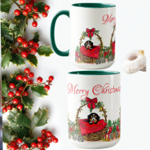 Frohe Weihnachten, Süßer Welpe in einem Korb