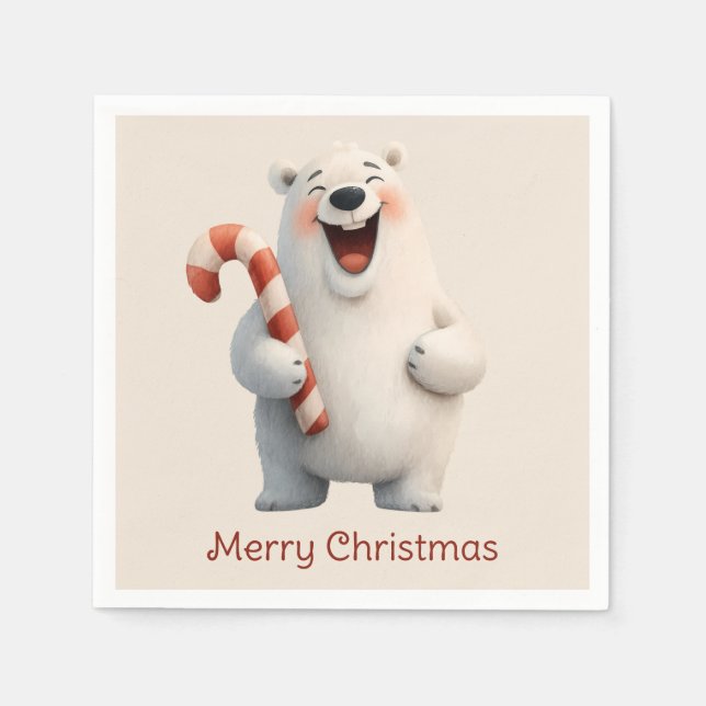 Frohe Weihnachten Süßes Eisbär-Design Serviette (Vorderseite)