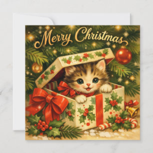 Frohe Weihnachten Süßes Kätzchen in Geschenkbox 