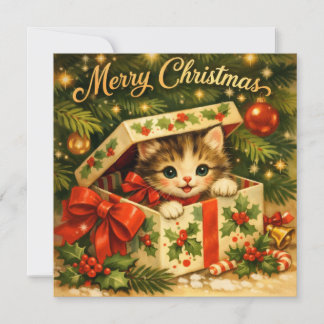 Frohe Weihnachten Süßes Kätzchen in Geschenkbox