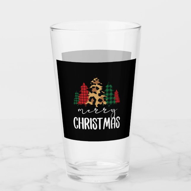 Frohe Weihnachten Svg Leopard Tree Glas (Vorderseite)
