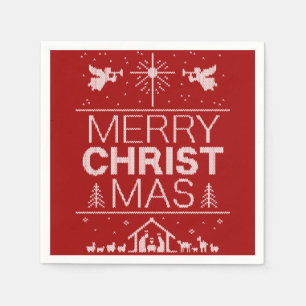 Frohe Weihnachten Sweater Religious Christ Red Serviette