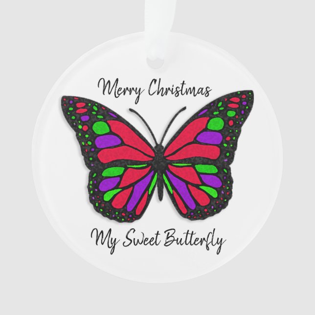 Frohe Weihnachten Sweet Butterfly Holiday Keepake Ornament (Vorderseite)