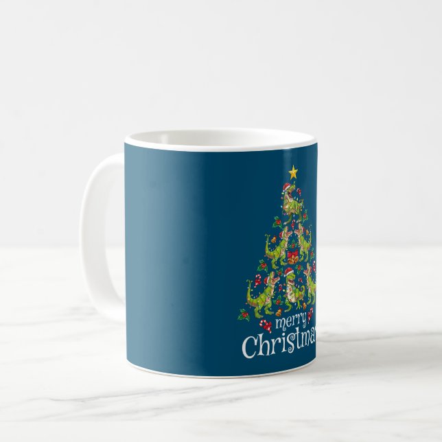 Frohe Weihnachten T Rex Boys Kinder Weihnachtsbaum Kaffeetasse (Vorderseite Links)