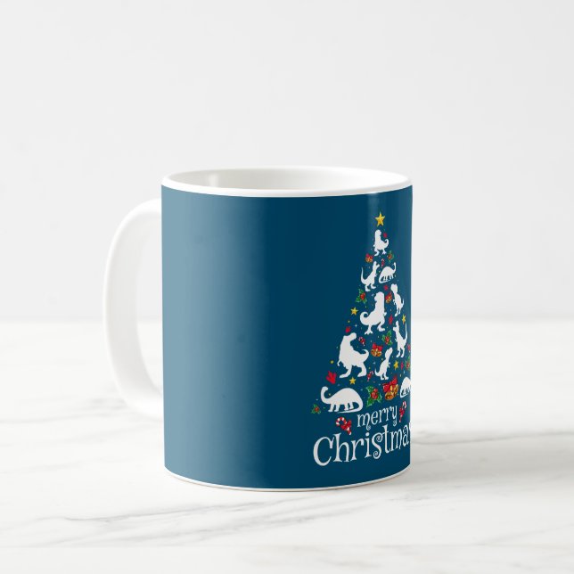 Frohe Weihnachten T Rex Kids Boys Funny Christmas Kaffeetasse (Vorderseite Links)